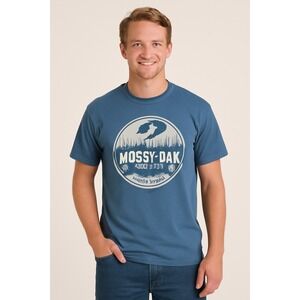 Mossy Oak T-Shirt Large Blue Graphic Tee Whitetails Hunting‎ Outdoors